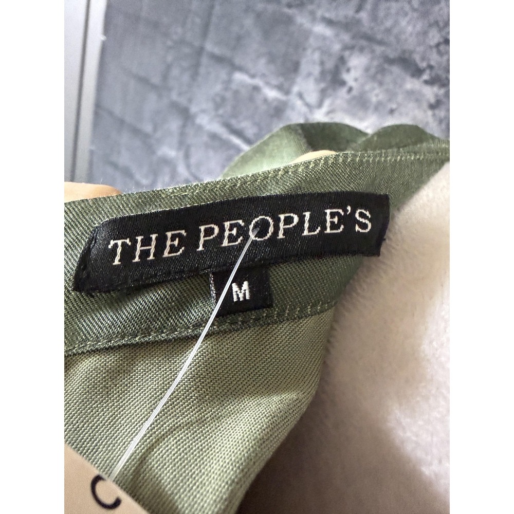 THE PEOPLE'S Womens‎ M Olive Green Maxi Shift Dress Drawstring Waist 3/4 Sleeve - Picture 5 of 14
